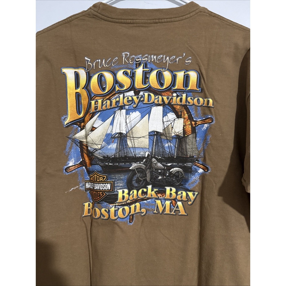 Vintage Harley Davidson Bruce Rossmeyers Back Bay Boston MA T-Shirt Mens Sz XL